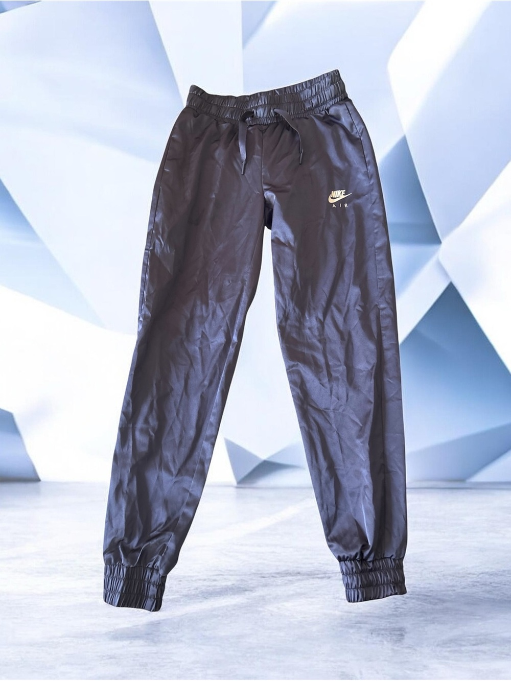 Nike Blue Satin Joggers with Drawstring Waist